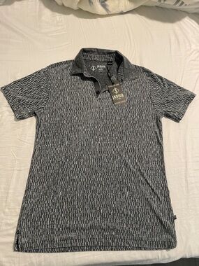 Indigo Men's Short-Sleeve Patterned Polo Shirt - Black/Gray